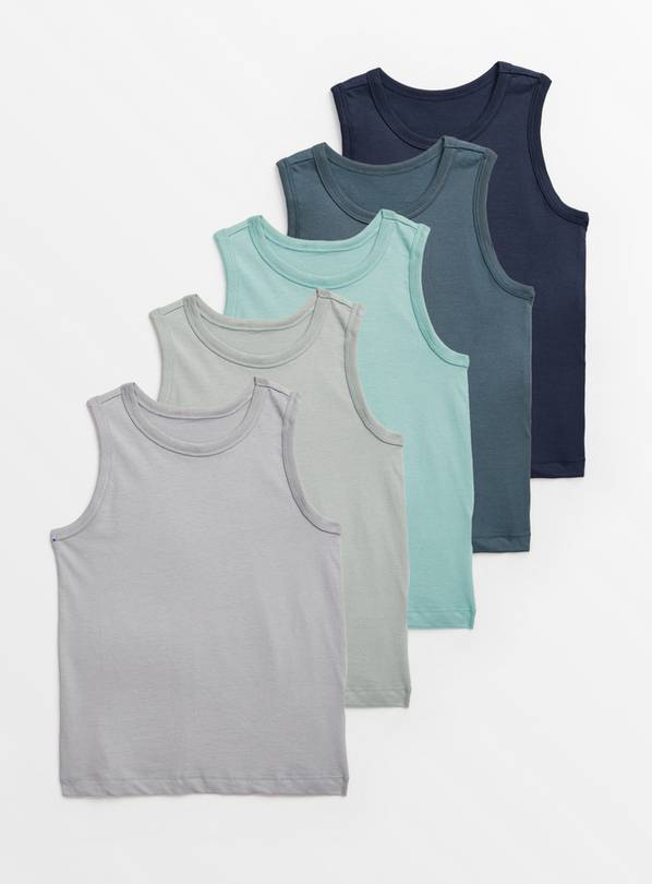 Plain Blue Core Vests 5 Pack 1.5-2 years